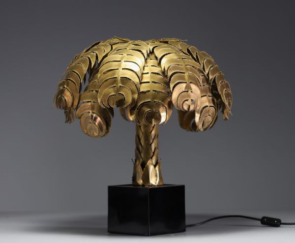 Ateliers Christian Téchoueyres for Maison Jansen - Palm tree lamps in solid brass, circa 1970.