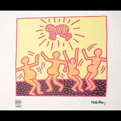 Keith Haring (after) - The baby shower - Offset lithograph on wove paper Signature print, dry stamp of the Foundation Limited edition of 150 copies