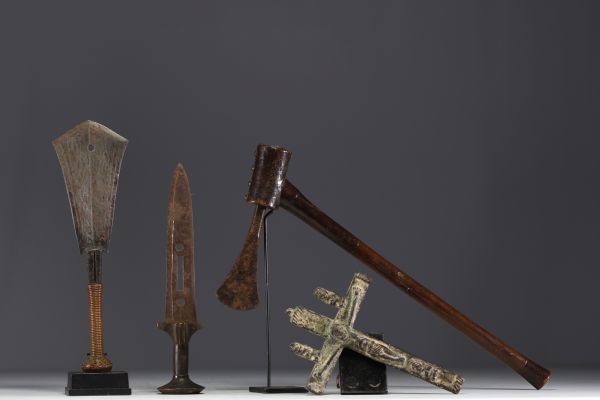 RDC Africa - Set of various objects, knives, adze and cross.