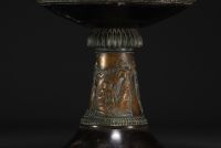 Bronze bowl on foot with Etruscan motifs, late 19th century.