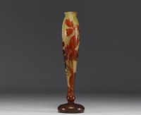 DAUM Nancy - Multilayered acid-etched glass soliflore vase decorated with a murier tree.