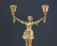 ‘Couple of dancers’ Pair of ormolu candelabras, late 19th century.