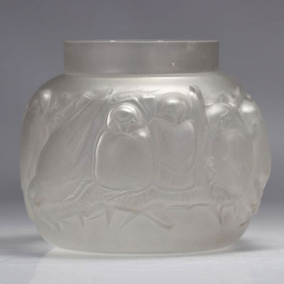 Muller Frères Lunéville vase Art Déco aux moineaux