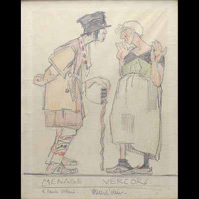 Fernand Allard l'OLIVIER (1883-1933) ‘Dessin humoristique’ in pencil, signed.