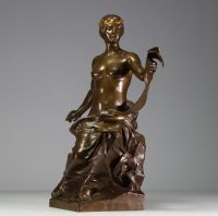 Georges Marie Valentin BAREAU (1866-1931) ‘Allégorie de l'histoire’ Sculpture in bronze with brown and gold patina, signature and Barbedienne foundry stamp.