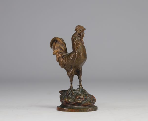 Louis-Théophile HINGRE (1832-1911) small bronze on base in the form of a finely sculpted cockerel