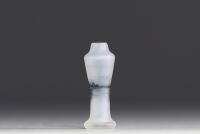 DAUM Nancy - Miniature acid-frosted glass vase decorated with a mill, signed.