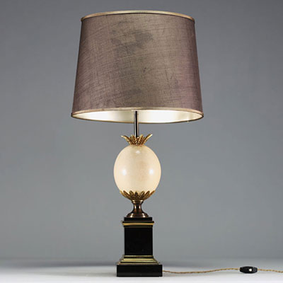 Maison CHARLES (in the style of) - ‘Ostrich egg’ lamp, brass structure.