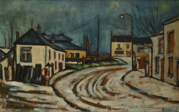 R. LIÈGEOIS (XX) ‘Vue de village’ Large oil on panel, signed and dated 1966.