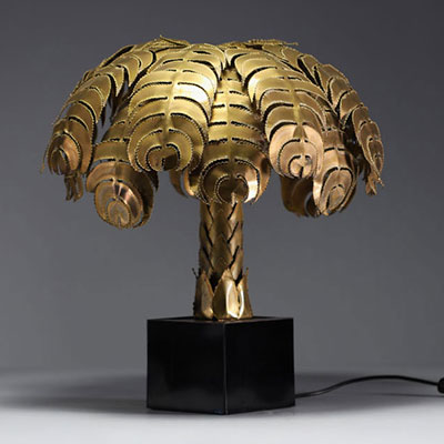 Ateliers Christian Téchoueyres for Maison Jansen - Palm tree lamps in solid brass, circa 1970.