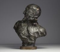 P. THEUNIS ‘Méphisto’ Bust in patinated plaster, signed.