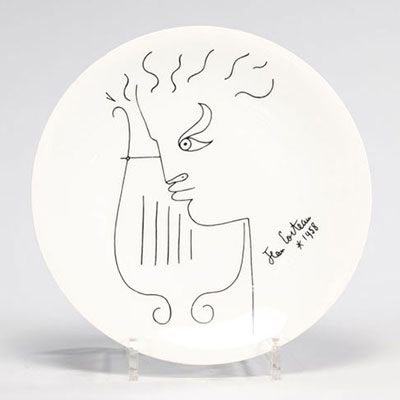 Jean COCTEAU (1889-1963) profil assiette en porcelaine de Limoge (France)