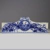 White-blue porcelain planter with floral and bird decoration in cartridge.