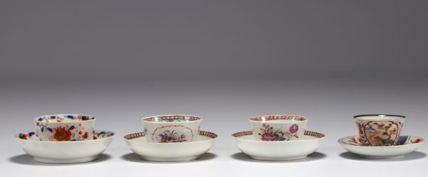 China - Set of various pieces of polychrome porcelain, 18th century.