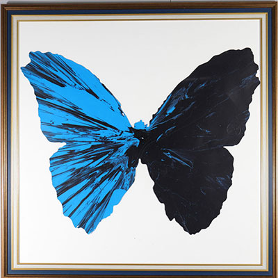 Damien Hirst. 2009. Papillon. Spin Painting, acrylique sur papier signature « Hirst » au dos. Cachet « HIRST » embossé.