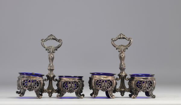 Pair of solid silver saltcellars, hallmarked 813 for Finland. 19th century.