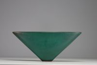 Antonio LAMPECCO (1932-2019) - Ceramic bowl with green glaze monogrammed underneath.