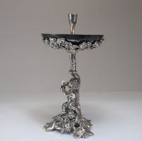 Silver-plated bronze bowl decorated with a musician angel missing the cornet