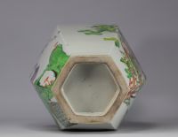 Imposant vase en porcelaine qianjiang cai  à décor de paons, de fleurs et d'oiseaux du XIXe siècle