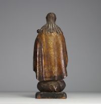 Vierge à l'enfant en bois sculpté polychrome, yeux en verre, travail méridional, XVIIème