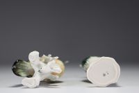 Manufacture Karl ENS - SAXE - Polychrome enamelled porcelain birds