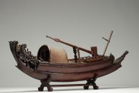 China - Carved wooden junk, 19th century.