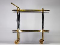 Black and gold sideboard with castors from Belgium from the 1960s