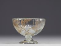 Cristallerie Émile GALLÉ, standing bowl decorated with gold flowers.