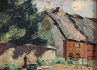 Richard HEINTZ (1871-1929) ‘Vues de villages’ Small pair of oils on panel, signed.