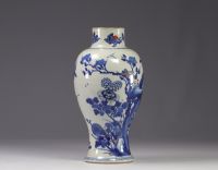 Vase en porcelaine de chine à décor d'oiseaux bleu, époque Qing