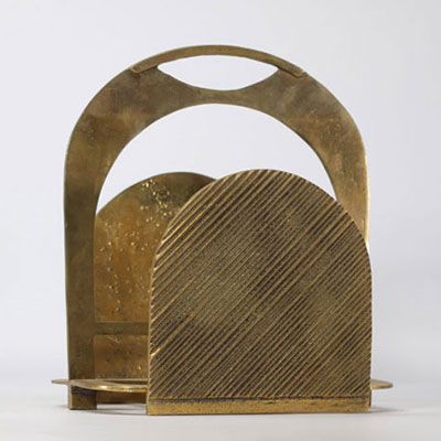 Brutalist ormolu magazine rack 1960