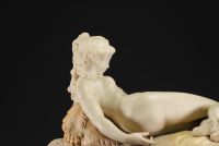 Claude-Michel CLODION (after) Rare white marble clock depicting a nude young woman, 19th century