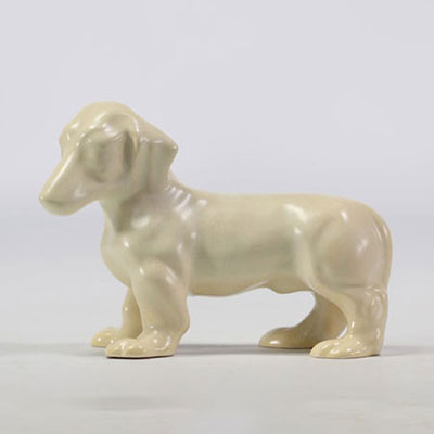 VILLEROY & BOCH Septfontaines,  chien basset crème en faïence