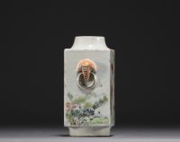 China - Porcelain quadrangular vase decorated with birds.