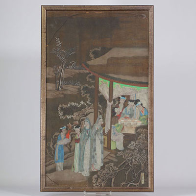 Framed drawing of Hong Lou Meng's scene 