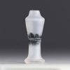 DAUM Nancy - Miniature acid-frosted glass vase decorated with a mill, signed.