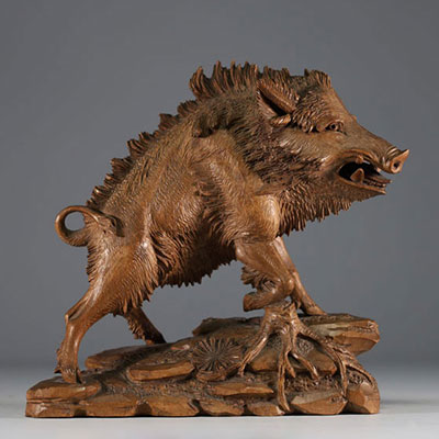 'The boar' carved wood from the Black Forest.