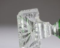 Val Saint Lambert - Cut crystal vase with emerald green lining.