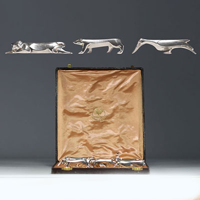 Orfèvrerie Gallia - Set of silver-plated metal cutlery holders decorated with animals.