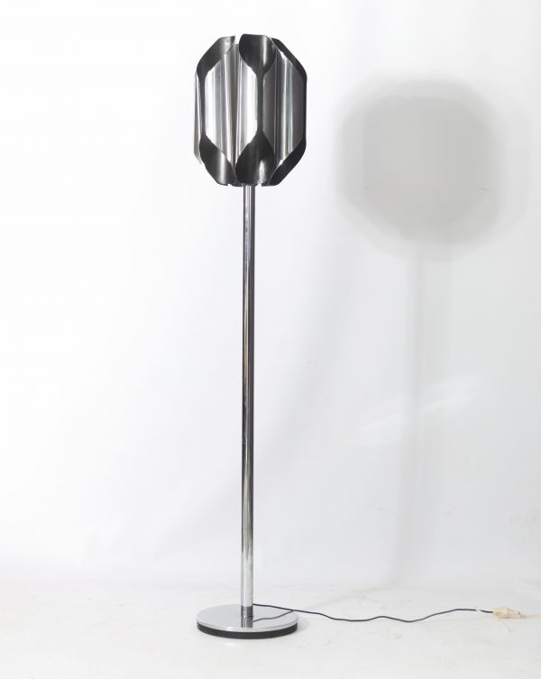 Italy - ‘Space Age’ floor lamp in chrome, circa 1970.