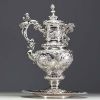 A very imposing ewer and tray in solid silver in the Italian Renaissance style.