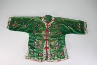 China - Manchu woman costume in embroidered silk, early 20th century.