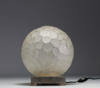 GENET & MICHON France - Imposing Art Deco hammered glass nightlight, nickel-plated metal base, unsigned.