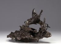 Bronze inkwell decorated with birds on a nest, 19th century.