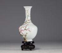 China - Famille rose porcelain vase decorated with flowering branches, mark under the piece.