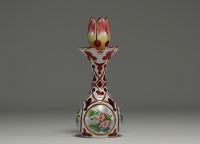 Overlay crystal decanter and stopper decorated with flowers, Napoleon III period