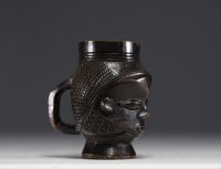 Africa DRC - Kuba libatory cup in carved wood.