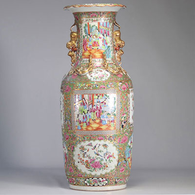 Grand vase (82cm) en porcelaine de Canton du XIXe siècle