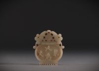 China - White jade pendant with Guanyin design, Ming period.