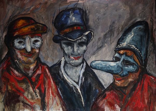 Louis CALLEBAUT (1935-2019) ‘Le bal masqué’ Oil on canvas, signed.